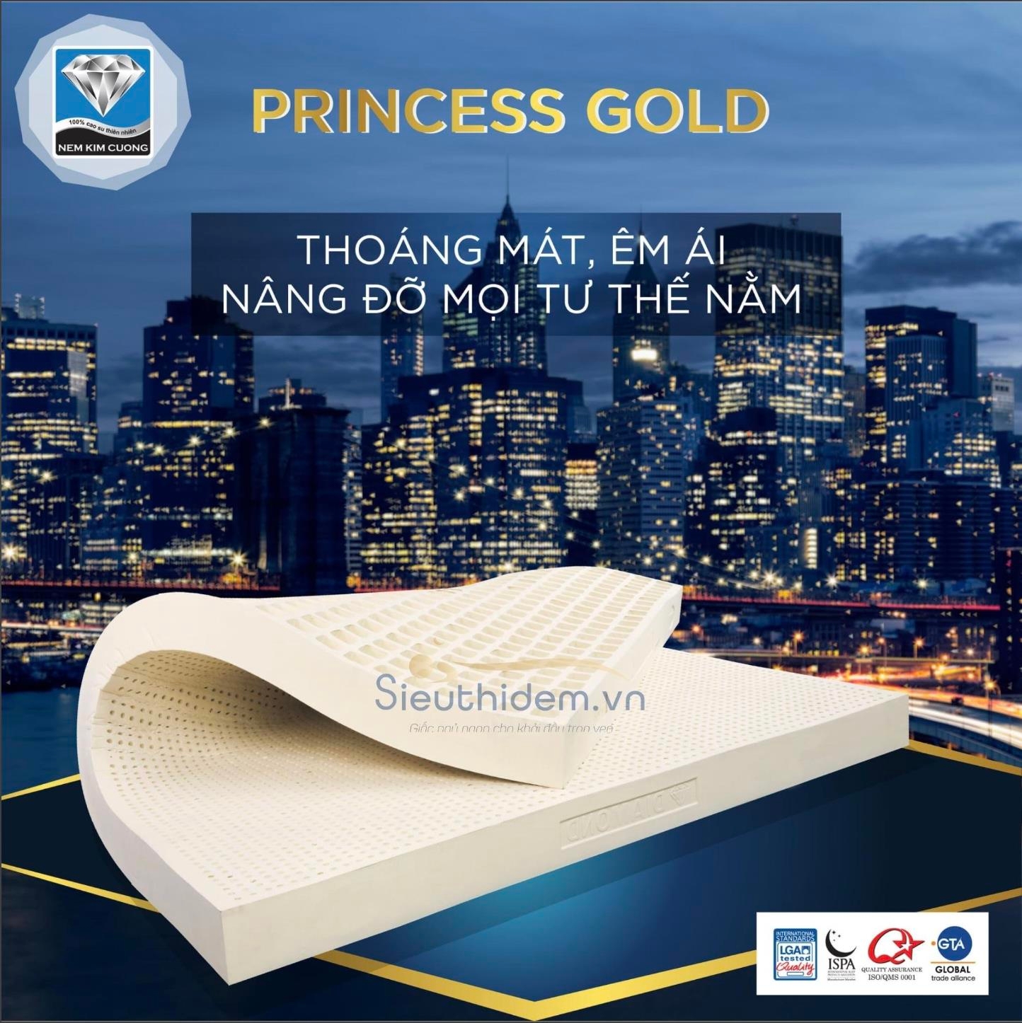 Đệm cao su Kim Cương xuất khẩu Princess Gold-0